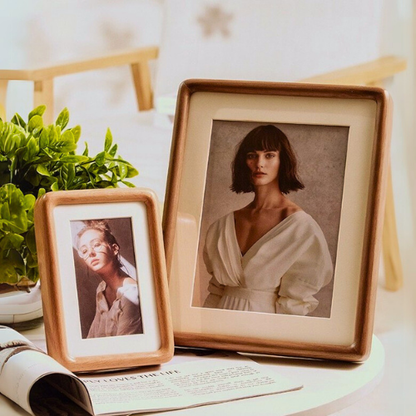 Solid wood photo frame gift with custom mat and printed photo, assembled and ready