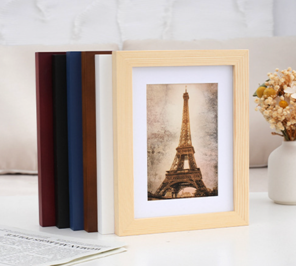 SolidWood Basics- Wood Frame with Shatter-Resistant Acrylic Glass - Includes Mat Board, Hanging Hardware, and Easy-Change Clips for Versatile Art Display