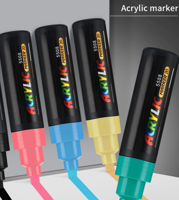 Acrylic Marker-Tri-Tip SmoothFlow 8mm, 4mm, 2mm Chisel Tip 65g