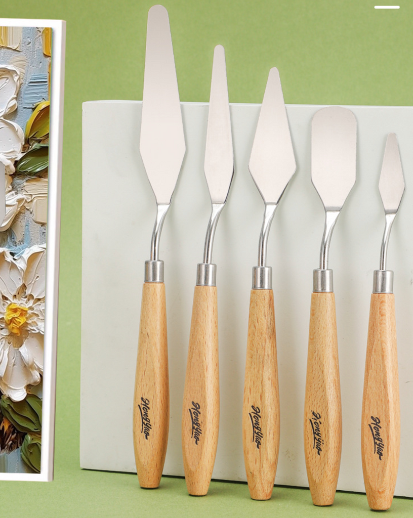 Palette Knife – Stainless Steel with Wooden Handle-5 piece set