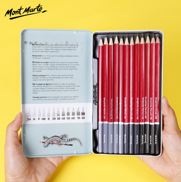 Mont Marte 12-Piece Graphite Pencil Tin Set