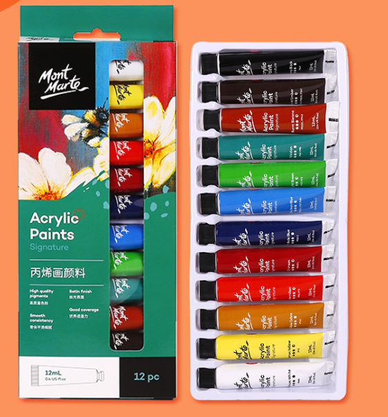 Mont-Marte Acrylic Set-12ml tubes-Box of 12/24