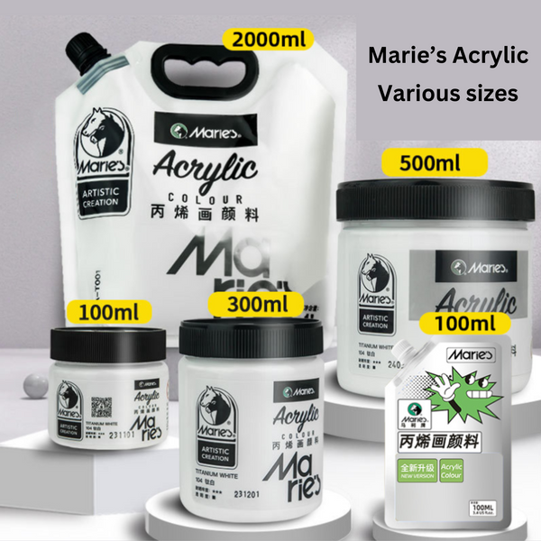 Maries Acrylic Paints 500ml Jars/2L Bags